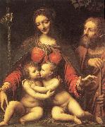 LUINI, Bernardino Holy Family with the Infant St John af oil on canvas
